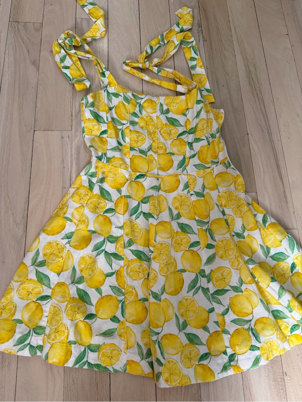 Zara women’s Lemon Print Tie-Shoulder Dress - Yellow & Green